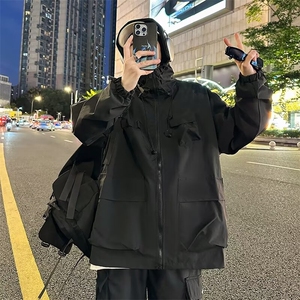 防水冲锋衣男机能风宽松飞行服休闲连帽外套工装夹克 JD20图片