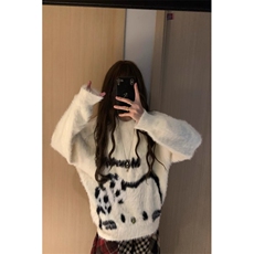 秋冬美式复古仿貂毛圆领套头毛衣男女秋针织衫外套情侣L76233-P53，男装针织衫/毛衣，星座1008