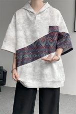 DX10127-特批40控78撞色拼接百搭宽松连帽短袖大码T恤，男装T恤，电商A059