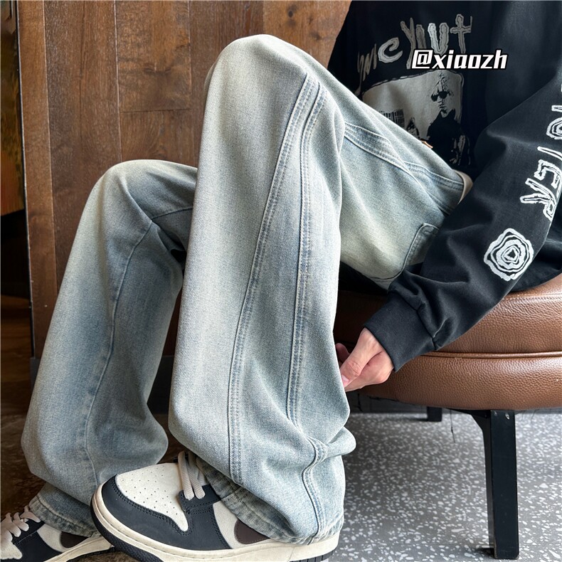 XZ616秋季新款重磅设计感贴标分割牛仔休闲裤TY1010特P65控78,男装休闲裤,星座512A（原616）