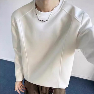 抖音得物品质美式高街重磅曼巴棉结构硬阔boxy版潮牌卫衣长袖T恤