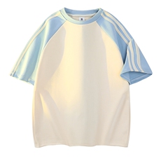 杏色拼天蓝袖