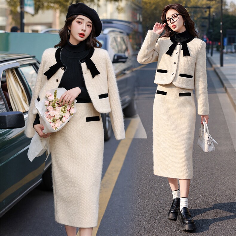 冬季气质羽绒小香风套装长裙两件套210-G23161-P255-K369,女装羽绒服,韩蜜菓