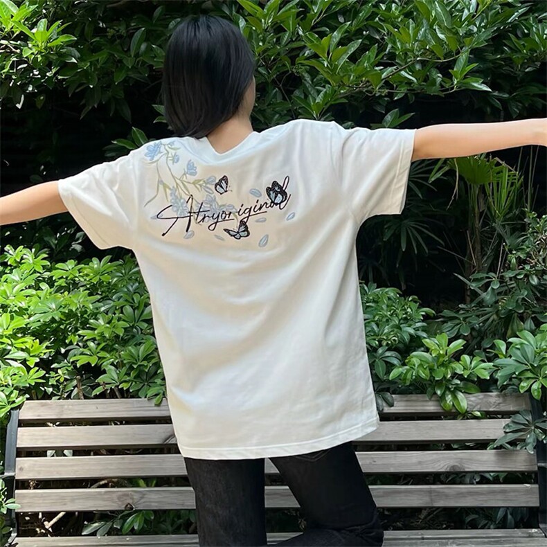 万针全刺绣解构设计260克重磅双纱纯棉高品质美式高街短袖T恤特35,男装T恤,电商A486-1