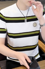 7942-P55夏季休闲时尚短袖毛衣男打底衫欧货T恤潮牌针织衫，男装T恤，电商D310B-1