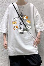 YT26215-P30亚短袖t恤男大码五分袖男宽松七分袖港风模特，男装T恤，电商A040