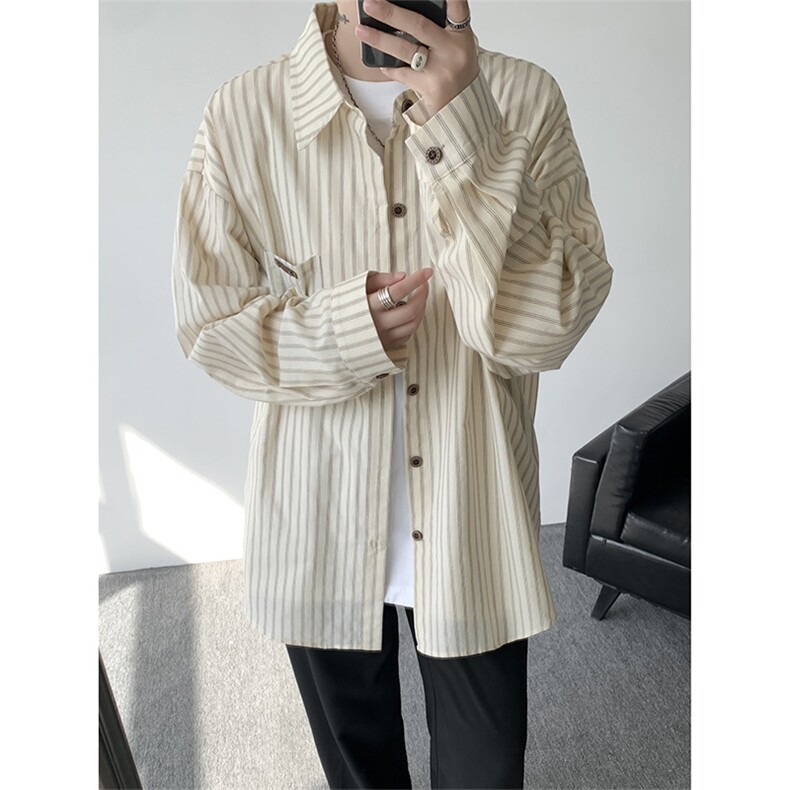 现货CS1163-特P53新款百搭条纹大码男衬衫,男装衬衫,电商A059