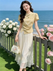 2026年夏季新中式女高级感两件套裙，女装套装/套裙，贝蕾酷儿