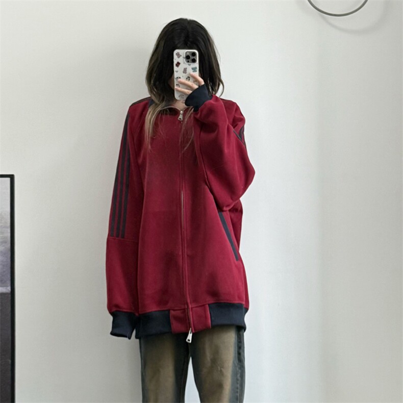 抖音得物高品质26春装美式高街重磅结构拼接织带立领卫衣外套CM42,女装短外套,电商A486