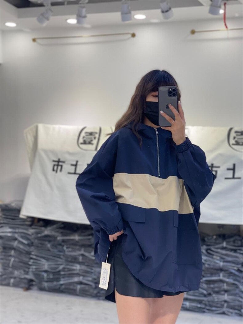 拼色套头风衣,女装风衣,D壹