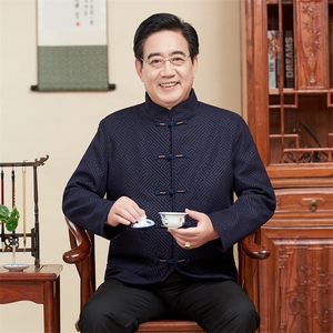 风唐装外套中老年花呢料加棉休闲长袖爸爸装棉衣TF816-P120图片