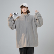 D01/P35双面摇粒绒秋冬新款纯色长袖保暖卫衣夹克外套冲锋衣内胆，女装卫衣/绒衫，电商A141