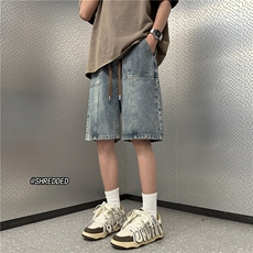 三色水洗牛仔夏季新款泥巴黄宽松短裤五分裤B315-K23215-P45控58，男装牛仔裤，电商B315