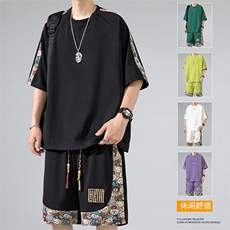 2024夏季新款日系无影墙大码短裤短袖T恤套装M-5XHQ23519-P60，男装牛仔裤，电商A022