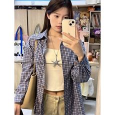 TC532-P45复古宽松慵懒风子衬衫新品韩版休闲简约长袖外搭，女装衬衫，星座617A-2