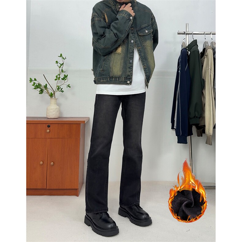 冬季美式ins高街vibe水洗加绒牛仔裤货号加绒K2316P70常规P55,男装牛仔裤,电商A063