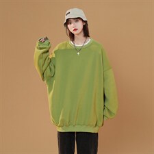 中性风 2023秋季十色纯色圆领卫衣男大码宽松外套 WY98 P25控38图片