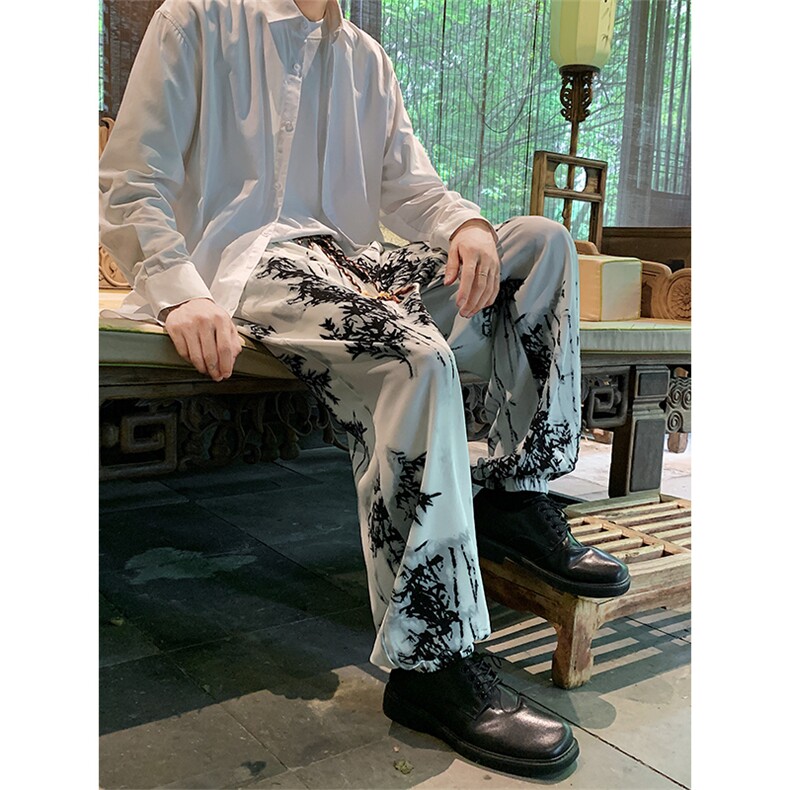 港风冰丝扎染抽绳休闲裤男风休闲裤有套装88798P45控68,男装休闲裤,星座226-1