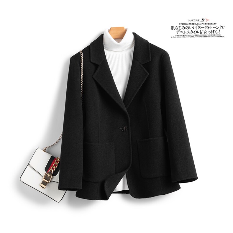 秋冬新款正装绵羊毛双面呢大衣女士羊毛小西装修身常规，女装双面呢大衣，温鑫双面呢