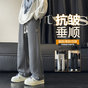 休闲裤男士秋冬宽松束脚运动裤男美式百搭抽绳卫裤D013-P45图片