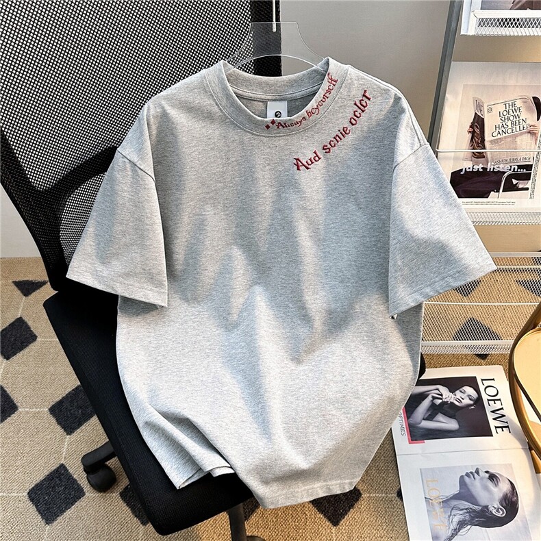 重工刺绣~美式潮牌纯棉短袖t恤夏季情侣装设计感小众男女装上衣,男装T恤,星座601-1