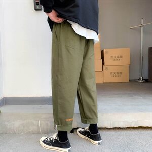 春夏休闲裤男宽松九分裤男潮流直筒帅气大码男裤子-Z614