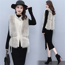 芷墨2021新款韩版时尚无袖坎肩优雅气质显高显瘦皮草马甲保暖洋气，女装皮草，芷墨服饰