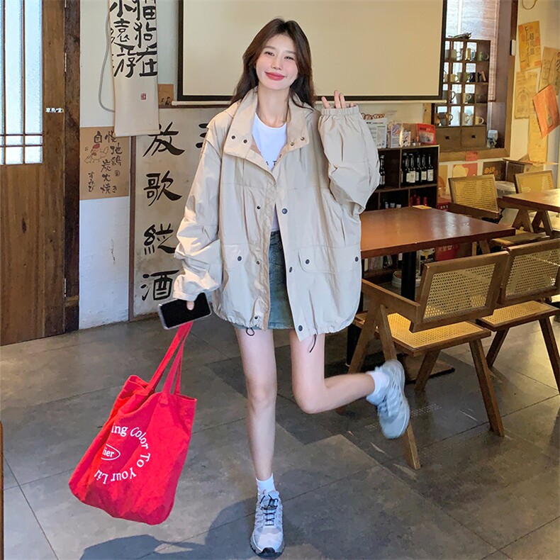设计感炸街工装冲锋衣外套女2025春秋季新款韩系休闲短款夹克上衣,女装短外套,2C260