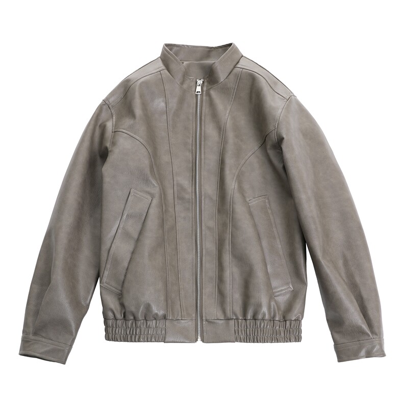 白底平铺秋装肌理感PU皮皮衣外套JK05P85，男装皮衣，电商A466