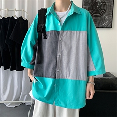 衬衫男短袖韩版潮流宽松外穿衬衣潮牌百搭休闲上衣A161-CT505-P45，男装衬衫，电商A161-2
