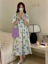 现货胸口褶皱显瘦连衣裙，女装连衣裙，素名