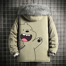 MM48131-P130冬季大毛领棉衣男士大码加厚棉袄男棉服网格，男装棉衣，电商A040A