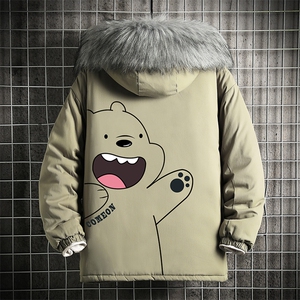 MM48131-P130 冬季大毛领棉衣男士大码加厚棉袄男棉服 网格图片