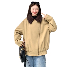 现货：冬装新款拼接羊羔绒翻领休闲派克羽绒服2C135-8953P265K418，女装羽绒服，2C135