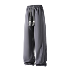 辑明线冰丝褶皱休闲裤K064立体92%聚酯纤维8%氨纶(S-2XL)TP25，男装休闲裤，电商A088