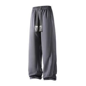 辑明线冰丝褶皱休闲裤 K064立体 92%聚酯纤维8%氨纶(S-2XL)TP25图片