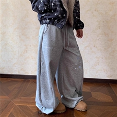 美式慵懒风格纹贴布星星弯刀休闲裤bf复古宽松阔腿裤子男女，男装休闲裤，星座506A