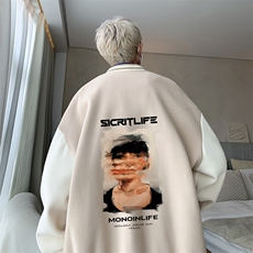 摇粒绒棒球服男大码开衫卫衣男夹克BF86213-P65，男装夹克，电商A040