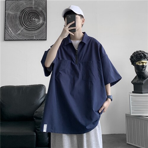 夏季工装衬衫男短袖衬衣港风宽松休闲衬衫C203P35，男装T恤，电商C323