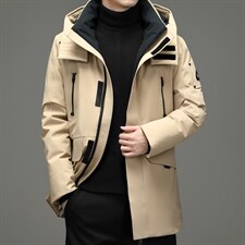 90%鹅绒男士连帽可卸中长款休闲羽绒服冬季新款外套ZG2903-P410图片