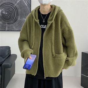 秋款男针织衫连帽开衫拉链毛衣外套M264 P65图片