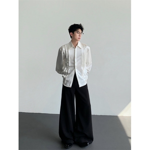 26春夏男士设计感丝滑亮面醋酸珍珠重工衬衫cs228-p108图片