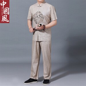 2023年夏季圆领宽松短袖中年纯色休闲商务上衣时尚百搭男装图片