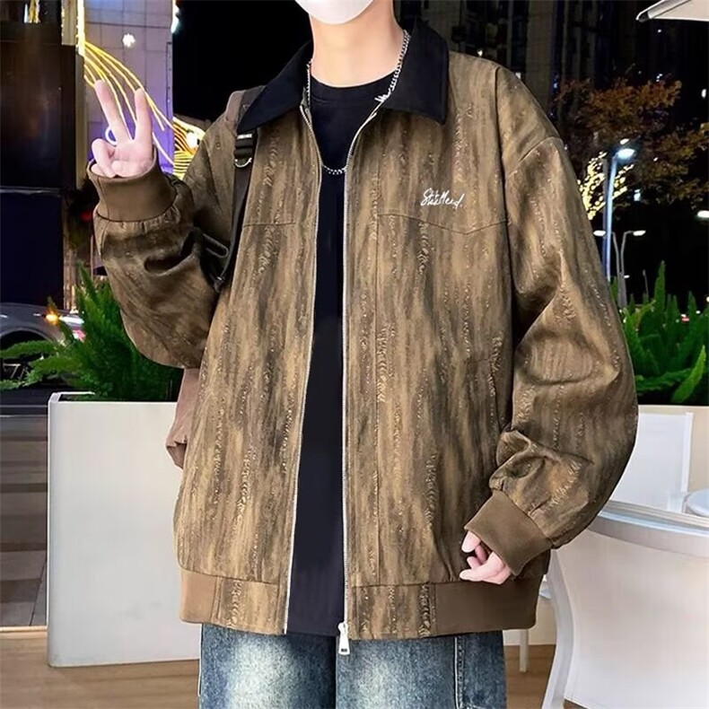 扎染印花外套男春秋款行政夹克男潮牌上衣青少年痞帅休闲工装褂子,男装夹克,星座1210-1