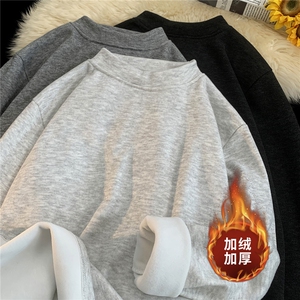 ！2025冬季新款男士加绒加厚保暖德绒长袖打底衫T2505特P25，男装T恤，电商B220