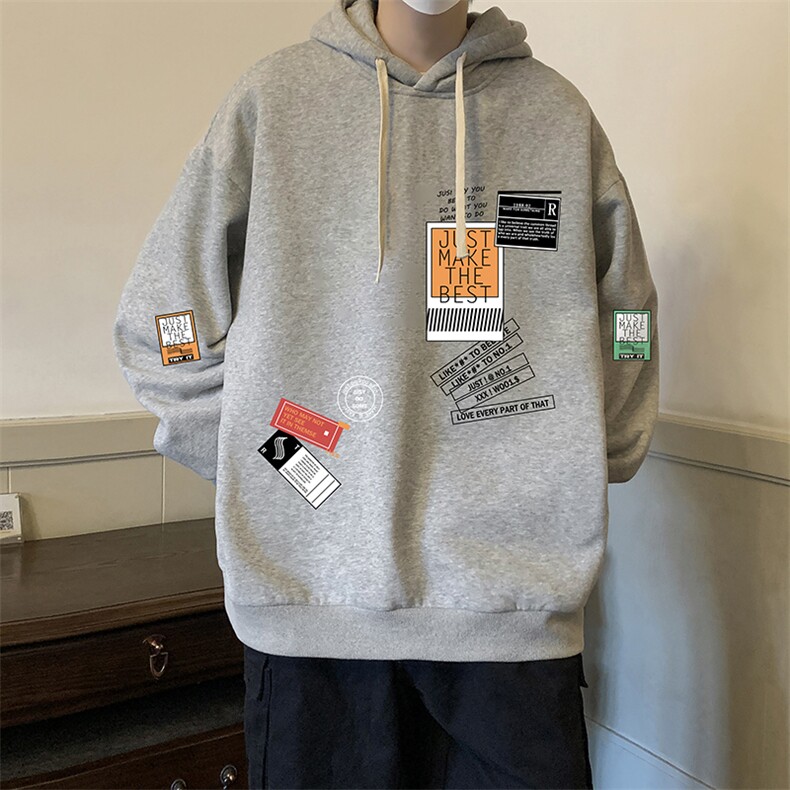 纯棉连帽卫衣男大码运动帽衫宽松薄WY2121-P35加绒款-P40,男装卫衣,电商A040