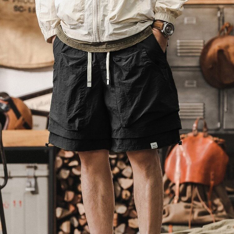 户外机能防水速干工装短裤子男夏季凉感潮流假两件山系休闲五分裤,男装牛仔裤,星座506A
