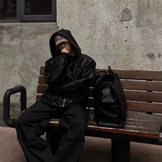 欧美嘻哈街头拉链解构连帽皮衣外套男小众潮牌高级感宽松PU皮夹克，男装夹克，星座506A
