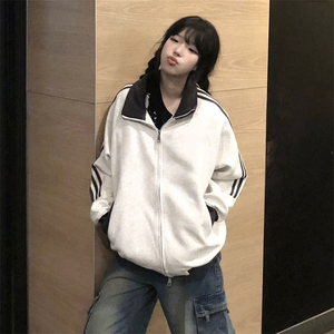 抖音得物高品质 美式高街重磅结构设计拼接织带立领卫衣外套 CM42图片
