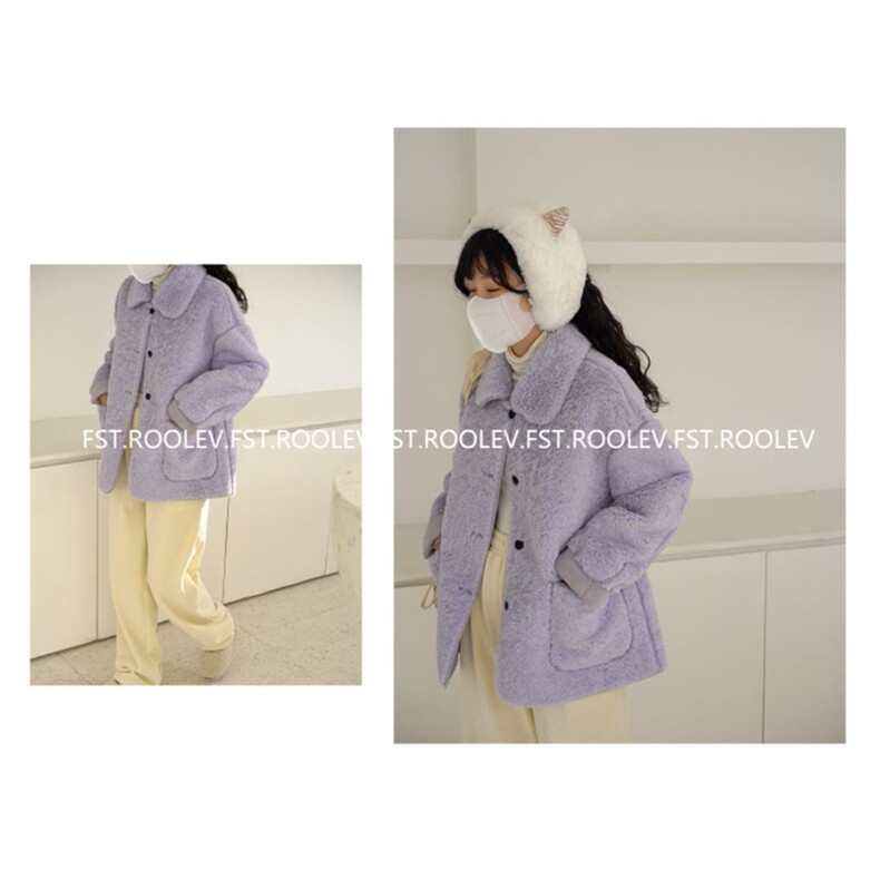 小圆领羊羔毛外套，其它，FST